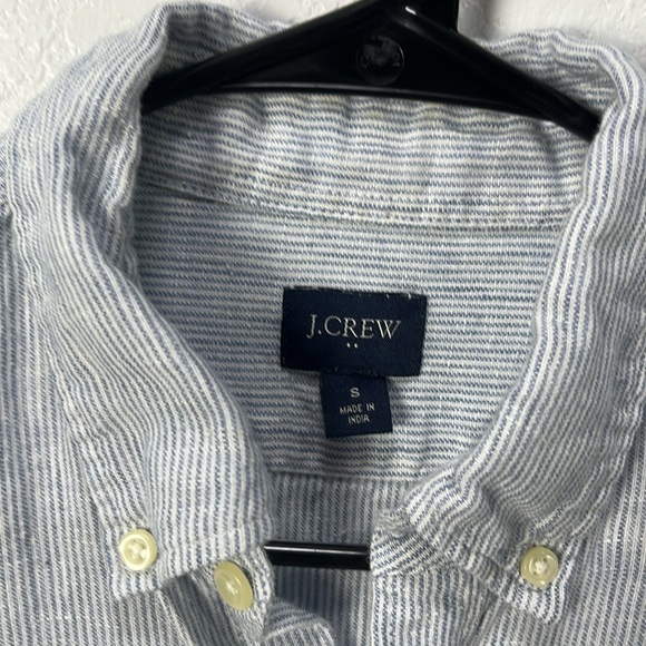 J. Crew Linen Button Down Shirt Mens Sz M Long Sleeve Striped Slim Fit Preppy - Picture 3 of 8